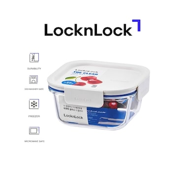 LocknLock Clear Glass Square 500ml White &ndash; Airtight, Heat-Resistant, BPA-Free Food Storage Container