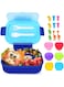 Lunch Box Kids, Bento Box, Lunch Containers with 4 Compartments Utensils Food Picks Cake Cups, Leak-proof Lunch Box for Girls and Boys, Snack Box, Perfect for School, Nursery &amp; Trips (Blue, 1300ML)