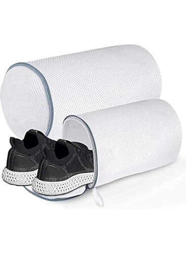 MAKINGTEC Laundry Bag for Shoes, Mesh Laundry Bag, Polyester Zippered Mesh Shoes Wash Bags, Washer and Dryer Safe Laundry Bag for Sneaker, Reusable Shoe Wash Bag, for Sneaker, Socks, Bras (2PCS XL+L)