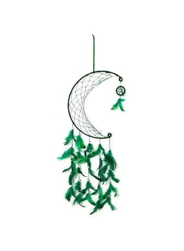 Rabarikaa Half Moon Dream Catcher   Handmade Crochet Crescent Moon Hangings for Positivity Hanging Decoration Craft - LARGE SIZE