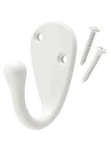 KNP White Coated Single Coat Hook (1Pcs) is a durable and stylish hanging solution, perfect for coats, hats, bags, towels, and more.