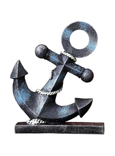 Nautical Boat Anchor Sculpture Decor - Creative Coastal Model Art Theme Ocean Retro Style Decorations Navy Home Office Desktop Bookshelf Crafts Sailboat Statue Resin Ornaments
