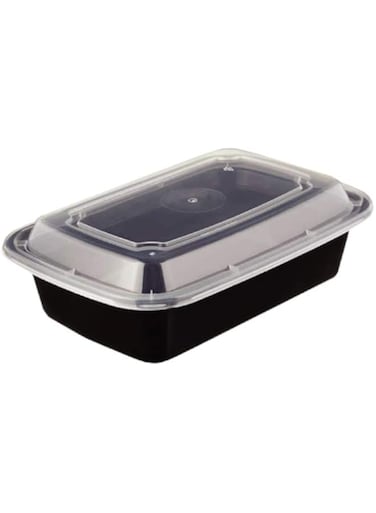 SNH Packing 24 pieces Disposible Rectangle Microwave Container of 48 Oz with Lid