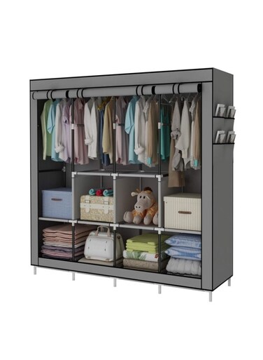 Bedroom Wardrobe Can Organize Bookshelves, Stable, Modern, Minimalist,With Hangers And Steel Pipes For Storing Clothes, Used For Renting Apartments,Decoration,Autumn Decoration,Holiday Decoration,Room Decoration,Home Decoration