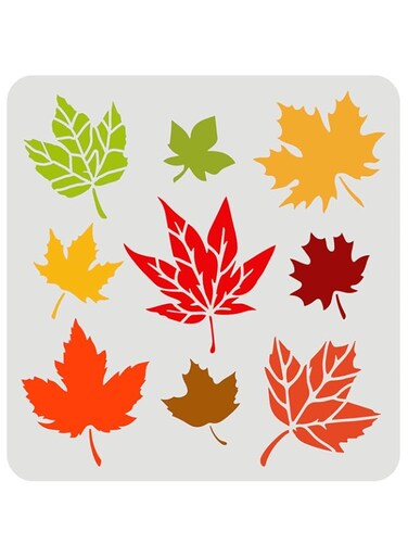 FINGERINSPIRE Maple Leaves Stencils 11.8x11.8inch Autumn Leaves Stencil Plastic Leaf Pattern Stencil Reusable Fall Leaf Stencils for Painting on Wood, Floor, Wall DIY Farmhouse Home Decor