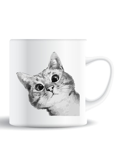 Premium Quality Two Sided Printed Coffee Mug Tea Cup Cat Peep For Home Office, Kids Men Women