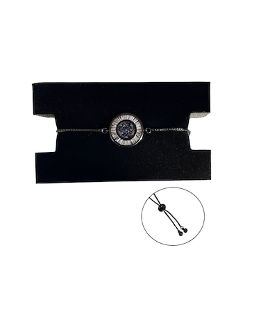 
Lily's Style Black Bracelet With Crystal &amp; Round Rainbow