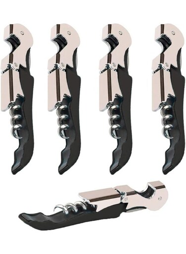 4 Packs Professional Waiter Corkscrew Wine Openers, Heavy Duty Stainless Steel Folding Wine Key for Bartenders, Sommeliers, Restaurants &amp; Home Use (Black)