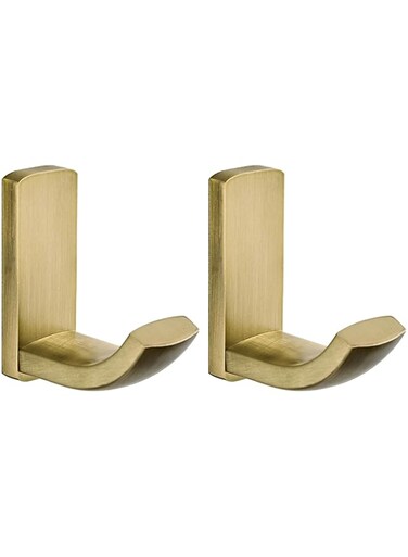 Flybath Coat Hooks Antique Brass Shower Towel Robe Hook for Hanging Bathroom Kitchen Hooks Wall Mounted, Brushed Bronze - 2 Pack