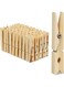 YU WELL Laundry Pegs, Set of 24, big wooden Pegs, crafts, Clothespins for drying, metal spring, natural (24Pc, Pack of 5)