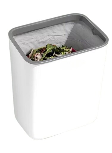 3 Gallon Hanging Kitchen Trash Can &acirc;&euro;&ldquo; Mountable Countertop Compost Bin Without Lid, Space-Saving Cabinet Drawer Hook Design, Durable Plastic, Easy-to-Clean Waste Container for Kitchen, Bathroom, RV