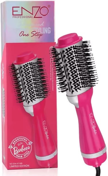 PrecisionWare Enzo Hot Air Brush Styler (Model EN-4118B), 2-in-1 Blow Dryer And Brush With Adjustable Heat Settings, Lightweight Design, Intl Version