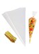 ECVV 50pcs Clear Cone Cellophane Bags Triangle Treat DIY Gift Bags with Gold Twist Ties Plastic Cone Bags Triangle Bags for Candies Sweets Cookies Snakes
