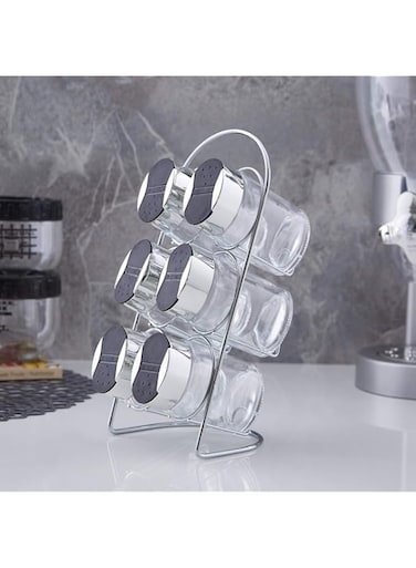Home Box Karl-7Pcs. Spice Set With Rack-5.5X4X10Cm-Clear