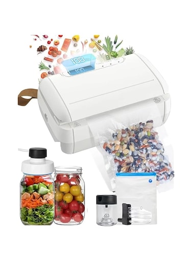ALLESM Mini 10-in-1 Vacuum Sealer, Electric Mason Jar Vacuum Sealer Kit, Wet and Dry Food Sealing Mini Bag Sealer with Cutter, Vacuum Sealer Machine for Wide and Regular Mouth Marson Jar, Plastic Bags