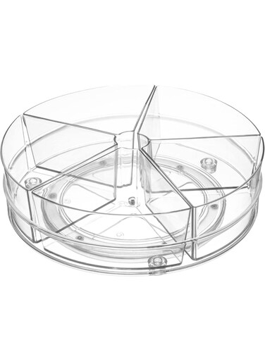Intuition Round Plastic Lazy Susan Turntable Food Storage Container for Kitchen (5 Removable Bin, 1 Pack)