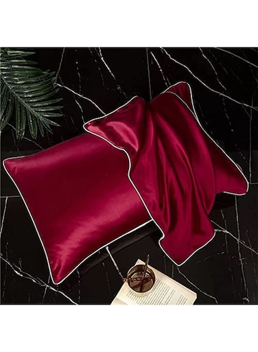 Mulberry Silk Pillowcase for Hair and Skin, Soft Breathable(Red 48cm*74cm)