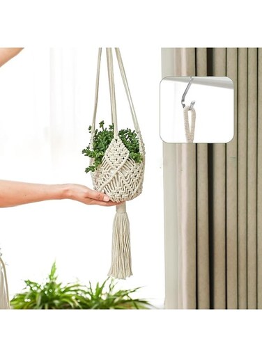 ins cotton rope woven balcony hanging basket net bag load-bearing hanging hanging basket flower decoration