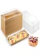 Azonee Charcuterie Boxes with Clear Lids, Sandwich Box with Clear Lids, 50 Pack Brown 4.7" To Go Paper Mini Treat Box, Disposable Food Containers, Dessert Boxes for Cookie, Cupcakes, Strawberries
