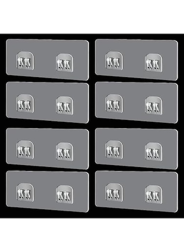 8 Pcs Adhesive Bathroom Hooks Sticker, Heavy Duty Nail Free 2 claws Hooks Sticker Replacement, No Drilling Clear Acrylic Hooks for Shower Caddy Basket, Seasoning Storage Basket (2.4 * 5.5 in)