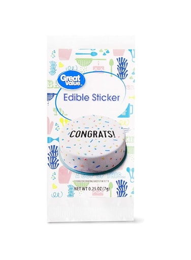 Great Value Edible Sticker Cake Topper, Congrats, 0.25 oz