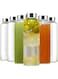 FUFU 24oz Glass Water Bottle Set of 6, Clear glass juice bottle for juicing，Reusable Drinking Bottles with Stainless Steel Lid，Beverage Storage Containers for Refrigerator-BPA Free，Leak Proof