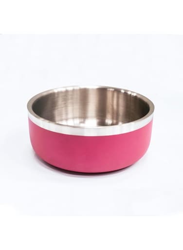 Saluki Stainless Steel Double Wall Dog Bowls, 2200 ml Capacity, Maroon