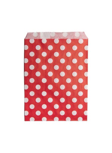 7 x 5 Inch Cookie Bags, 100 Biodegradable Paper Treat Bags - Use As Party Favors Or Candy Bags, Food Safe, Red With Polka Dots Paper Food Bags For Baked Goods, For Buffets Or Parties