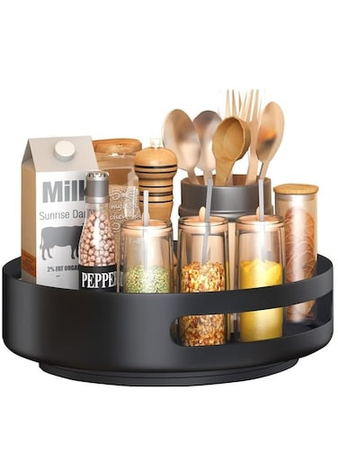 Lazy Susan Organizer 12 Inch Metal Revolving Spice Rack 360 Degree Rotatable Rack Stand for Kitchen Cabinet Countertop Pantry Storage Bathroom