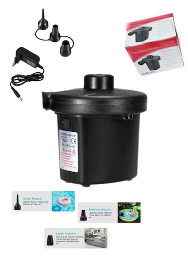 Black Household Mattress Electric Air Pump, 2-in-1 Inflator &amp; Deflator, Compatible with Multiple Inflatable Items