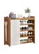 Beauenty Wooden Shoe Rack with Curtain, 5 Layers 80CM Widen Free Standing Shoe Rack, Entryway Shoe Storage Cabinet (5Tiers-80CM)