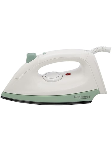 Super General Dry Iron, Spray Iron, SGI-20-DC, 1100W ironing machine with non-stick Teflon sole, dry ironing, for home and travel, white, One Year Warranty