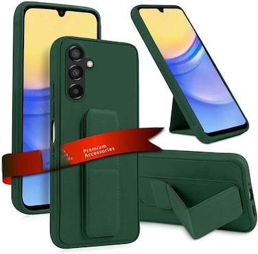 Samsung Galaxy S25 Plus Case Cover Magnetic Car Mount Kickstand &amp; Holder, Premium Silicone Vertical &amp; Horizontal Hand Strap and Grip with Multi Stand Case for Samsung Galaxy S25 Plus Green