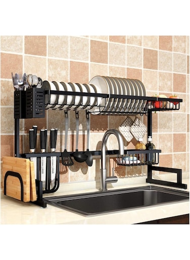 Kitchen Rack Organizer Dish Drainer Rack Over Sink Pots Holder Bowl Dish Drain Rack Kitchen Storage Countertop Organizer