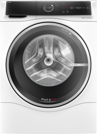 Bosch Series 8 Washer Dryer, 10/6kg, Large LED display, 1400 RPM, White WNC254A0GC