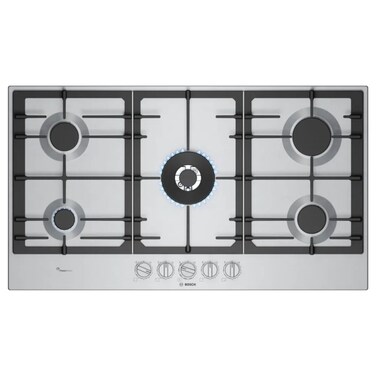 Bosch, 90cm, Gas Hob, FlameSelect &amp; 5 Burners, Precise 9-Level Control - PCR9A5I90M Stainless Steel