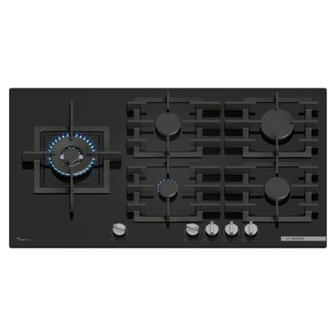Bosch, 90cm, Gas Hob, FlameSelect &amp; 5 Burners, Tempered Glass - PPM9A6I40M Black