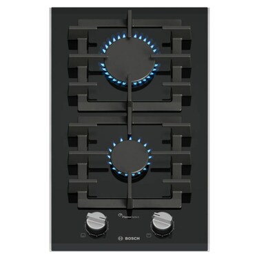 Bosch, 30cm, Domino Gas Hob, FlameSelect &amp; 2 Burners, Ceramic Design - PRB3A6I40L Black
