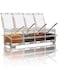 DELFINO Clear Seasoning Storage Container, for Spice Salt Sugar Cruet Clear Seasoning Box Condiment Jars with Spoons Seasoning Bottle Storage Box for Sturdy Durable Kitchen Cooking, 4 Pieces