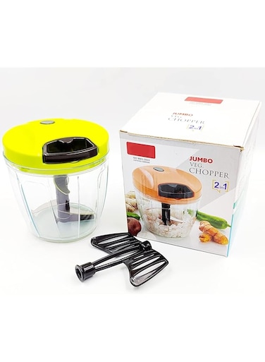 Selecto Manual Hand pull rope Chopper &amp; Food Processor with Storage Lid   2 in 1   For Vegetables, Fruits, Eggs, Nuts etc.   With Rubber Non-Slip Base   900 ML