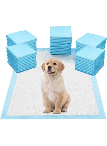 BEONE 100pcs/pack Pet Pee Pads, Disposable Absorbent Quick Drying Pee Pad for Pet Dogs Cats Potty Training Pads, 45X33cm, S Size, Blue (Blue,45x33cm,100pcs/pack)