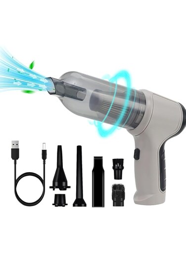 Padom Keyboard Cleaner for office, Car Vacuum Portable, Hand Vacuum Cordless Rechargeable, 3-in-1 Mini Vacuum Cleaner Wireless 35000 RPM Air Duster Blower Electric Computer Cleaner (GRAY)