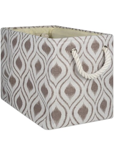 DII Polyester Container with Handles, Ikat Storage Bin, Large, Stone