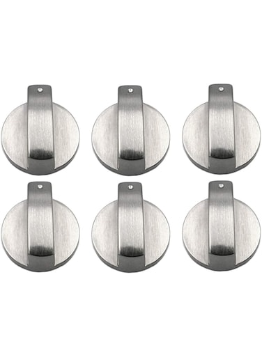 Dulau 6 Pieces Gas Stove Knobs, Cooker Hob Knobs, 8mm Metal Brushed Gas Stove Knob Universal Kitchen Cooker Knobs Gas Hob Switch, Replacement Accessories Cooker Oven Hob Rotary Knobs