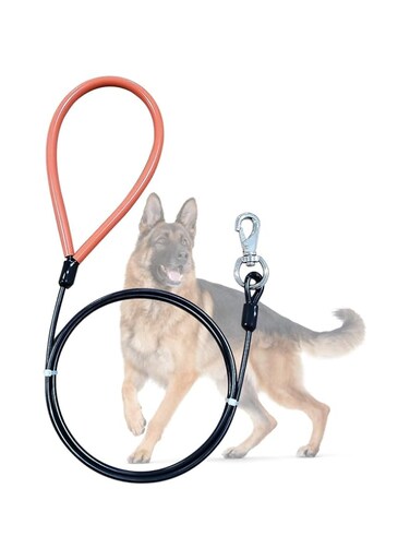 Mi Metty Dog Leash for Dogs Up to 250 Pound,Heavy Duty Leash Made of Coated Wire Rope for Large and Medium Dogs,Dog Tie Out Cable with Soft Silicone Grip.Dog Chains (Black, 5 FT)