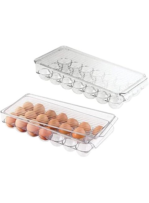 JANNAH 2-Pieces Egg Fridge Organizer Holders Storage Organizer Stackable Large Capacity with Lid
