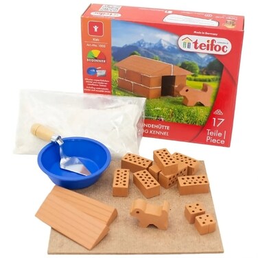 Teifoc Brick Construction Toy Set - Teifoc 1002 - Dog Kennel Includes Puppy Made of Clay - 6+ Years - 17pcs