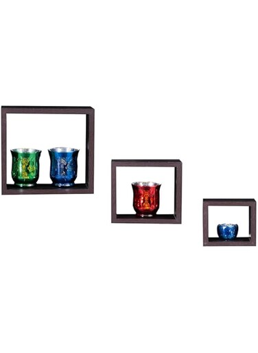 WT-EASYCARE Wall Shelves Wooden Shelf Home D&eacute;cor Items   Side Table for Living Room, Bedroom, Kitchen Corner, Office (Set of 3)   Size- Standard   Color- Oak