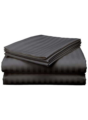 COLLECTION DARK GREY King Flat Sheet with 2 Pillow Cases 240x260 cm