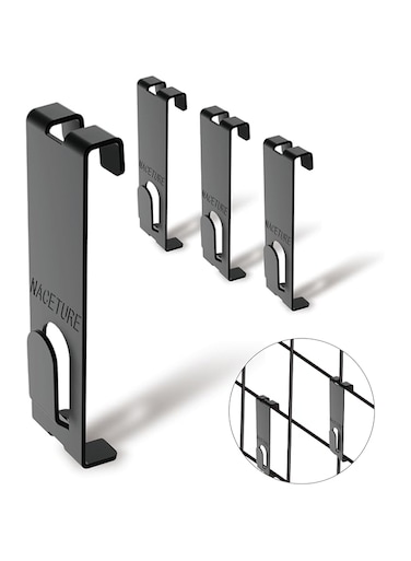 NACETURE Gridwall Hooks- 16 Pcs Display Hooks for Grid Wall Panel- Grid Wall Hooks with Extra Hook On The Bottom- Durable Wall Grid Panel Hooks for Hanging Retail- Peg Hooks for Gridwall